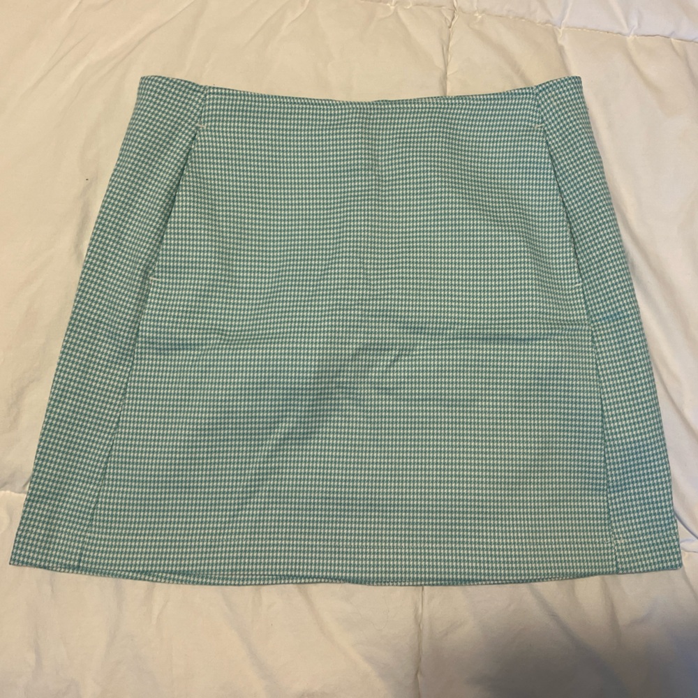 Urban Outfitters Teal Houndstooth Mini Skirt